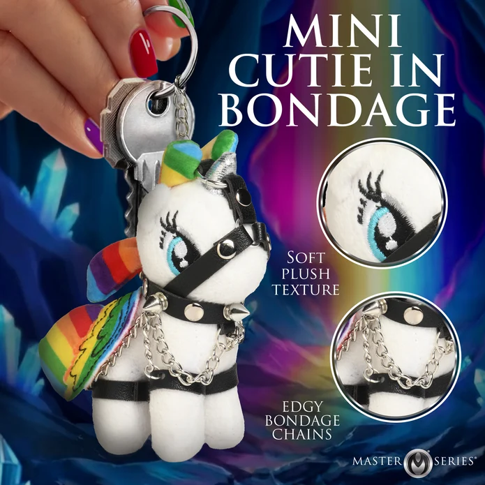 Prism Pearl Bondage Pony Keychain - Rainbow
