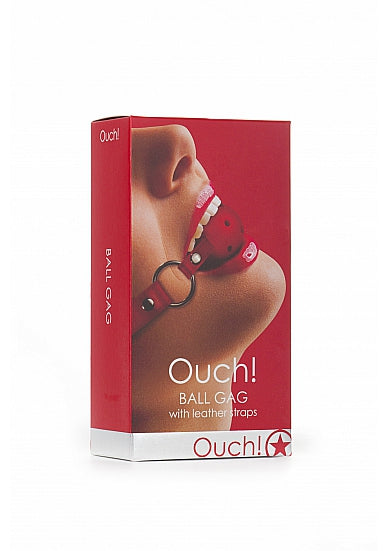 Ball Gag With Leather Straps - Red