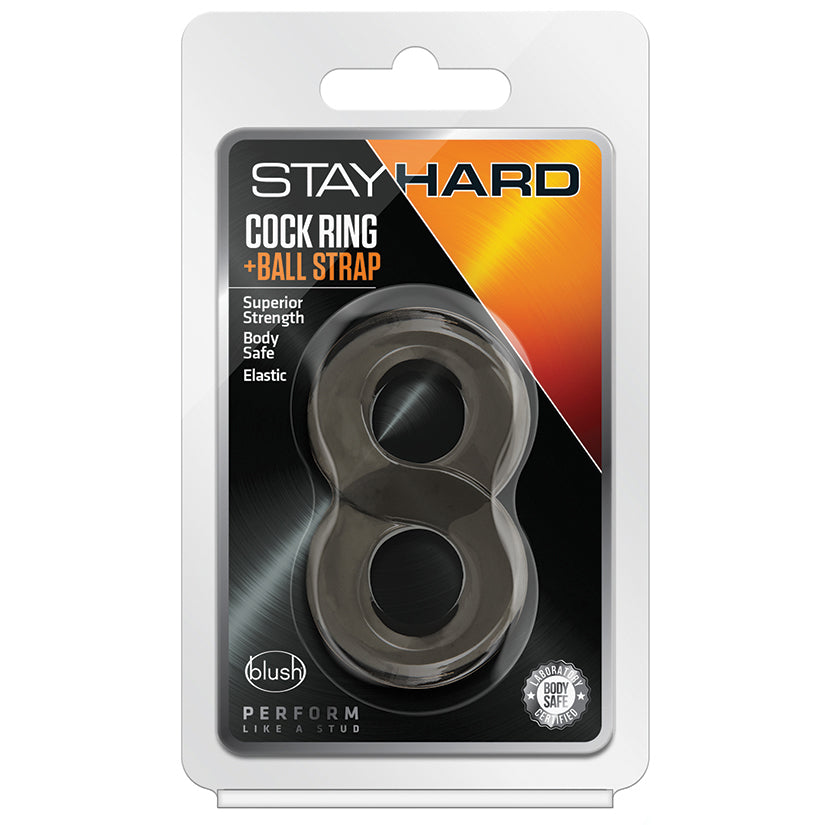 Stay Hard Cock Ring And Ball Strap-Black