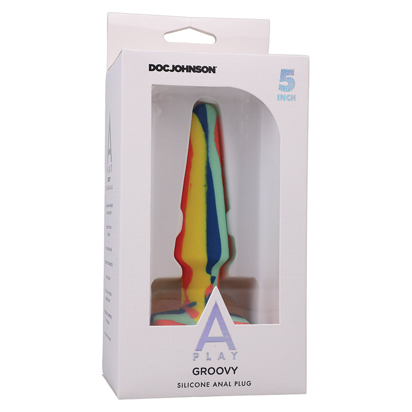 A-Play Groovy Silicone Anal Plug-Sunrise 4"