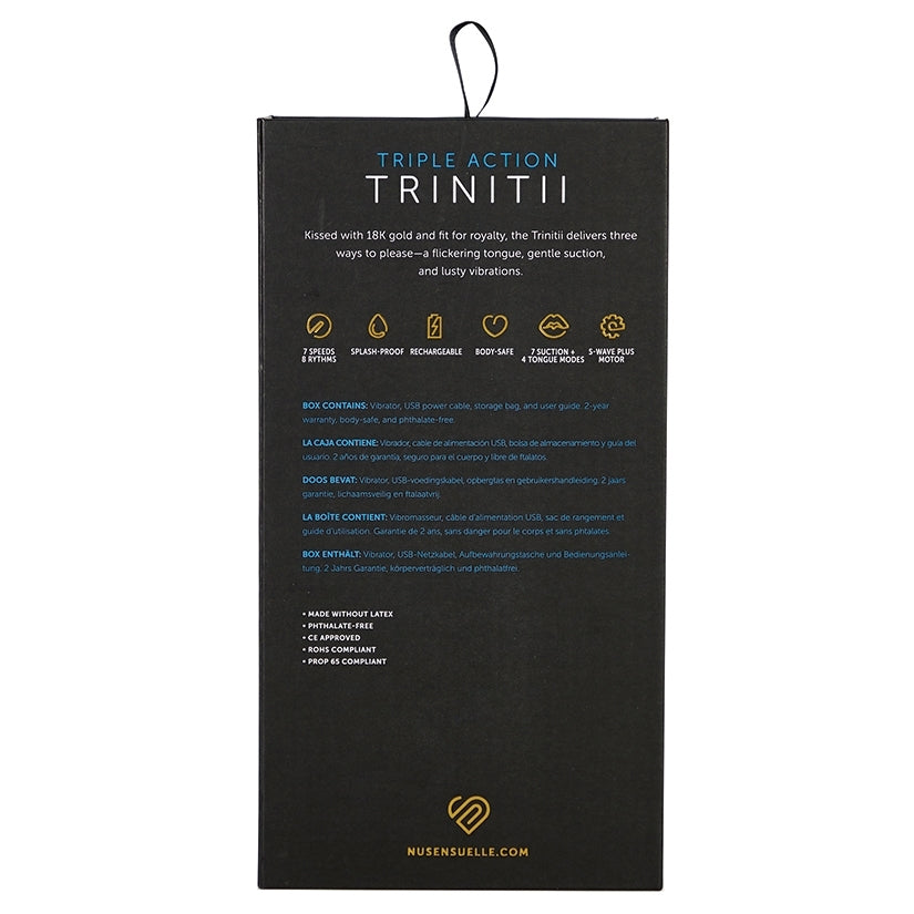 Sensuelle Trinitii 3-In-1 Suction Tongue 18K-Black