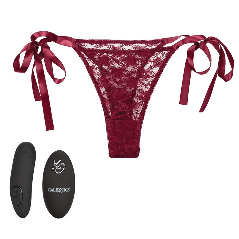 Remote Control Lace Thong Set-Burgundy