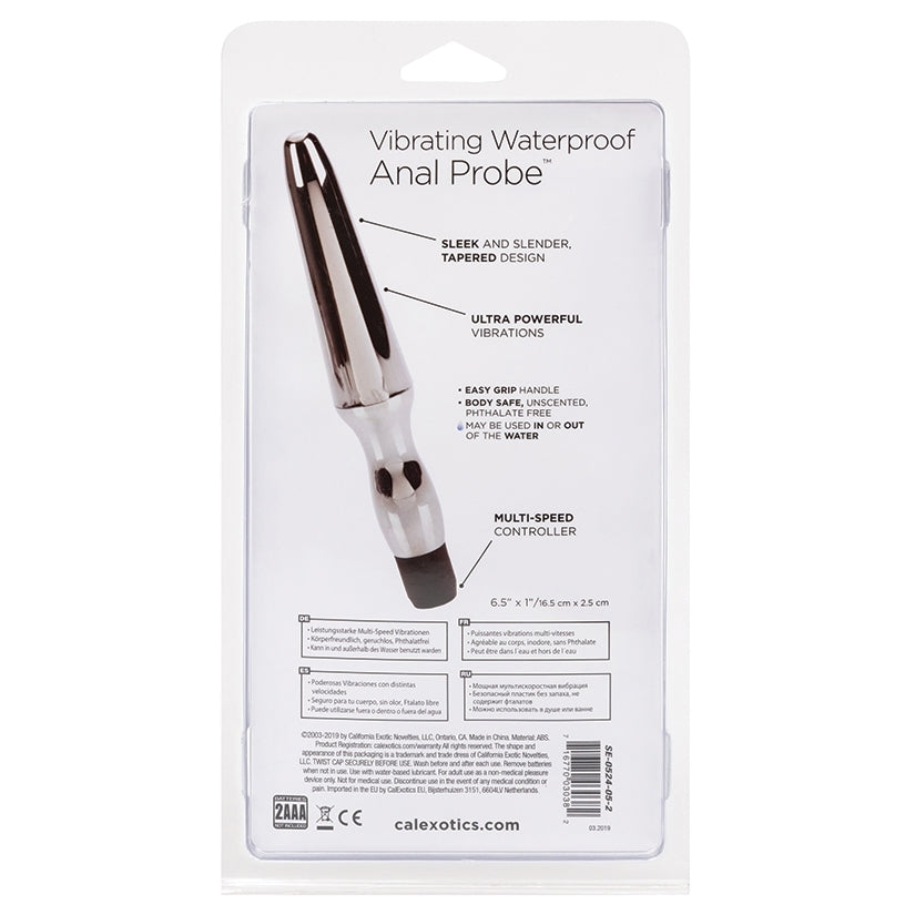 Vibrating Waterproof Anal Probe-Silver 6.5"