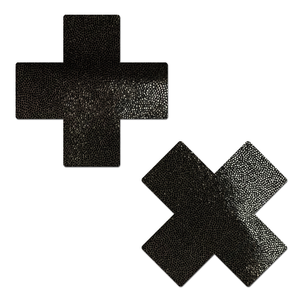Pastease Plus X Liquid Black Cross Nipple Pasties