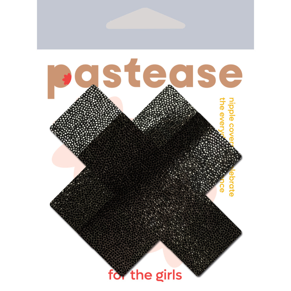 Pastease Plus X Liquid Black Cross Nipple Pasties