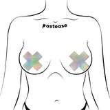 Pastease Plus X Silver Holographic Cross Nipple Pasties
