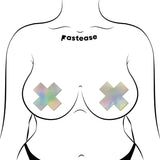 Pastease Plus X Silver Holographic Cross Nipple Pasties