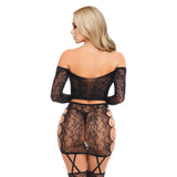 Me You Us 2-Piece Suspender Bodystocking O/S