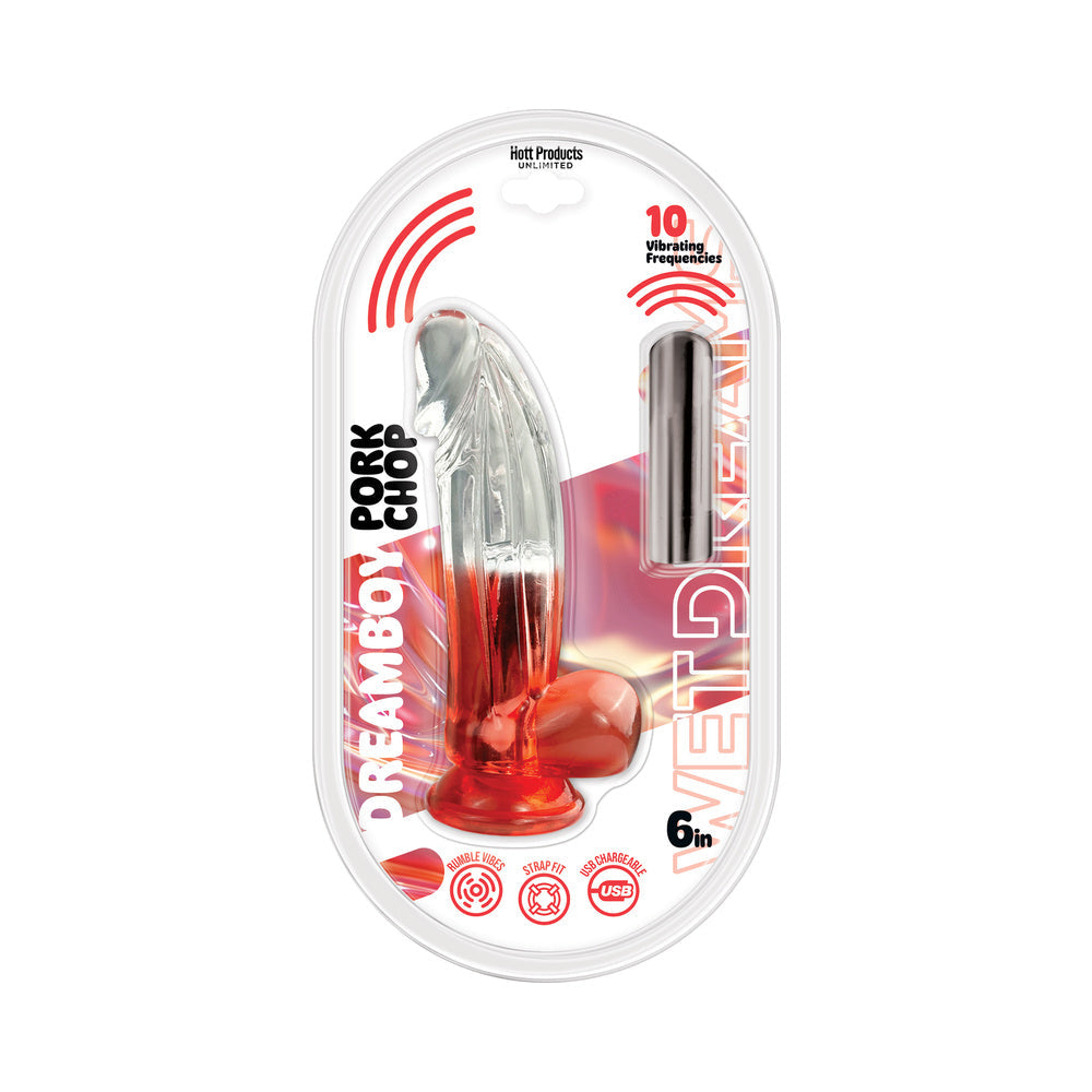 Wet Dreams Dream Boy Porkchop Jelly Dildo 10 Freq Bullet Gradient Color 6in Red