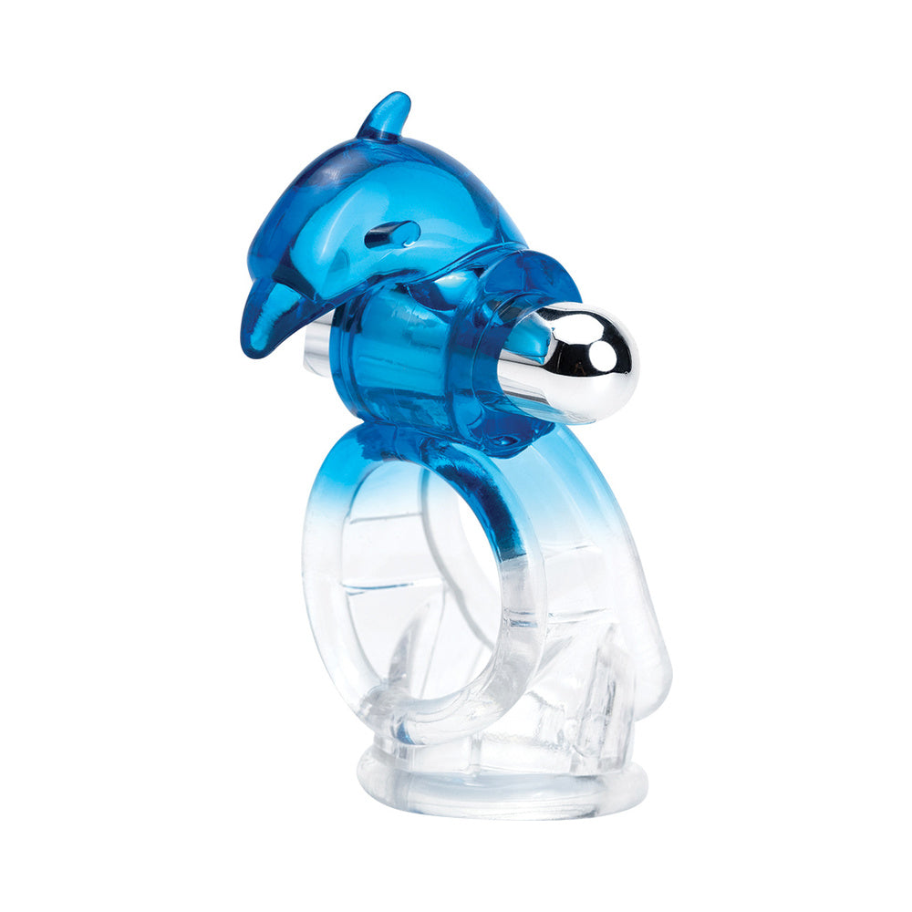 Wet Dreams Dream Boy Dizzy Dolphin Jelly Cock&Ball Sling 10 Freq Bullet Gradient Color Blue