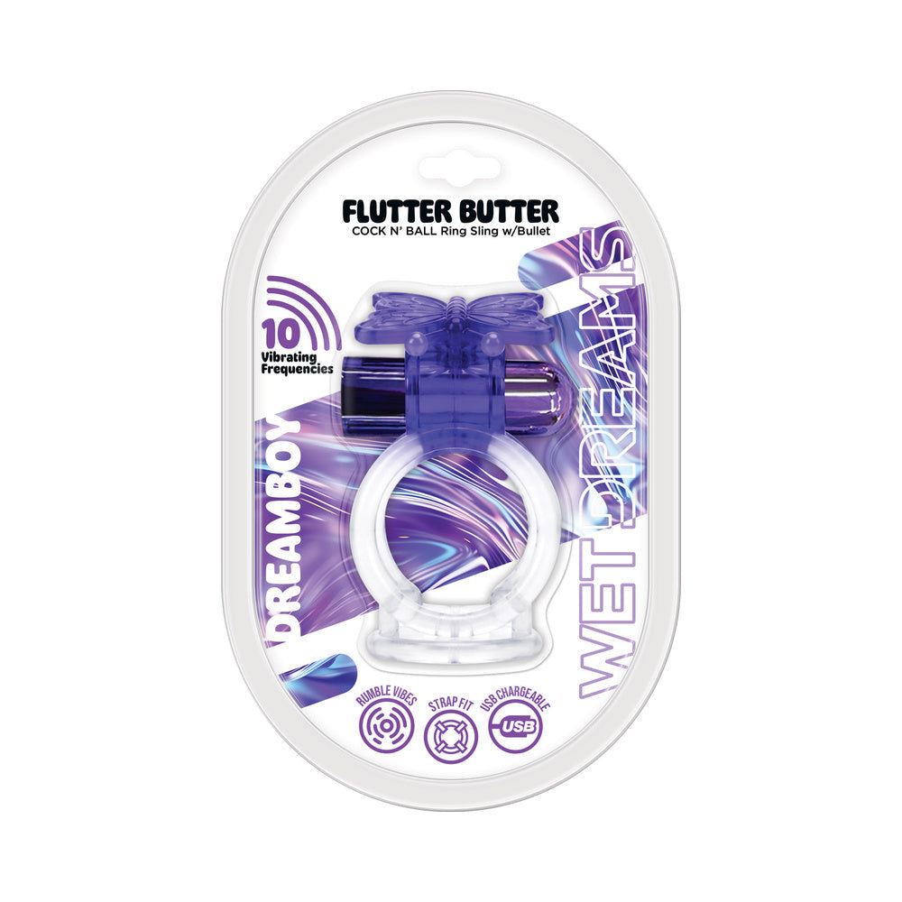 Wet Dreams Dream Boy Flutter Butter Jelly Cock&Ball Sling 10 Freq Bullet Gradient Color Purple