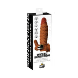 Skinsations Wicked Sensation Textured Penis Sleeve With Scrotum Strap Multi-Speed Bullet Rechargeable