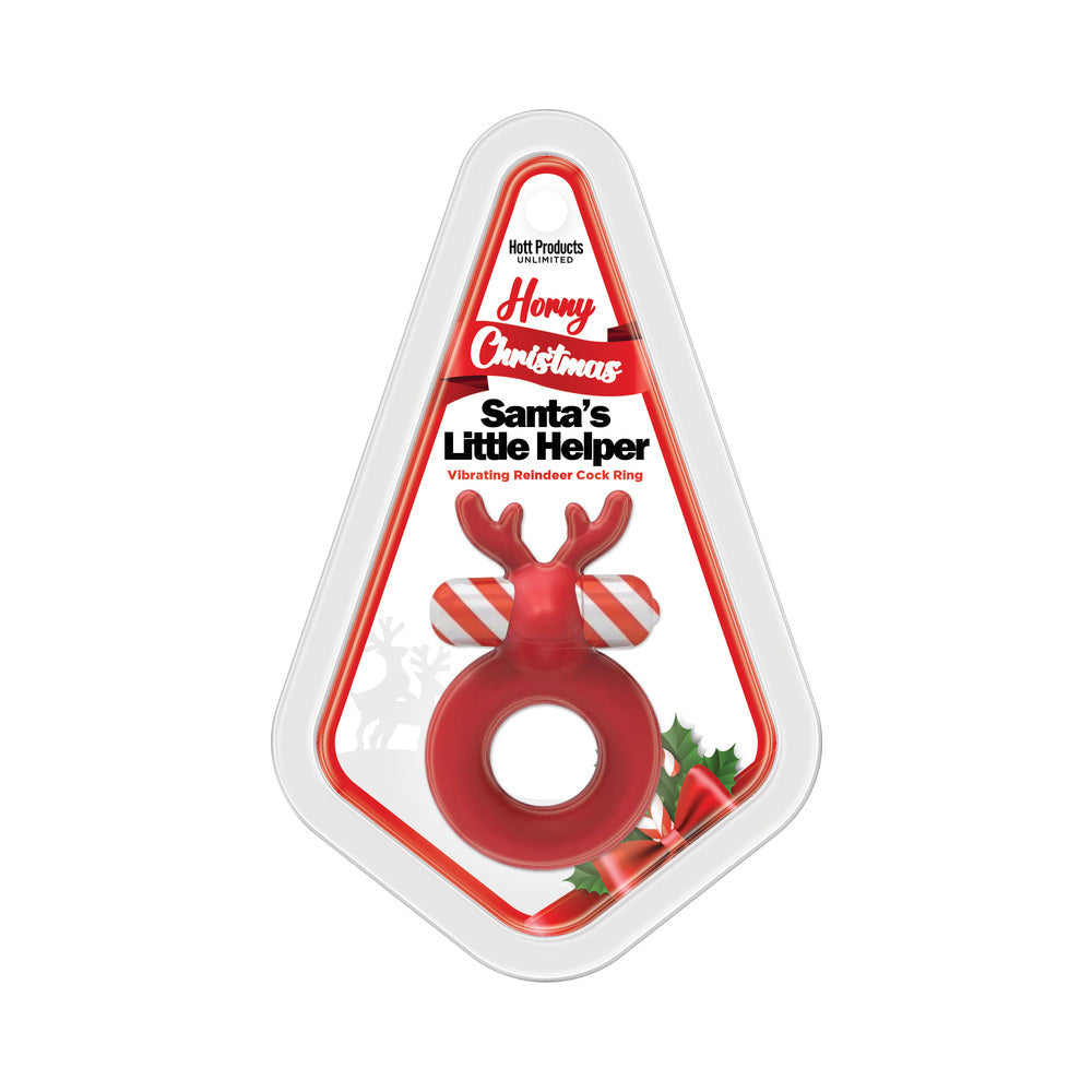 Horny Christmas Santa''s Little Helper Reindeer Cockring With Multi Speed Candy Cane Stripe Bullet Liquid Silicone