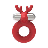 Horny Christmas Santa''s Little Helper Reindeer Cockring With Multi Speed Candy Cane Stripe Bullet Liquid Silicone