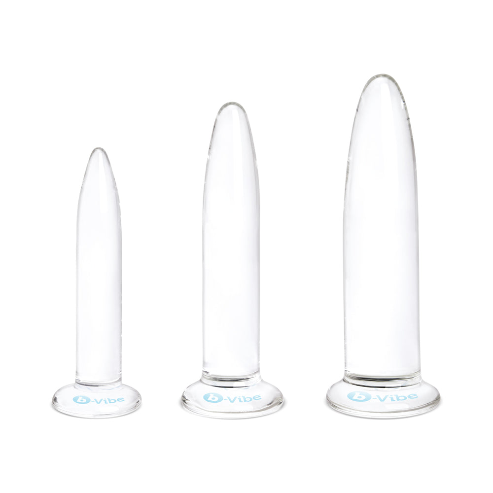 b-Vibe Essentials 3-Piece Long Glass Anal Training Dilator Set