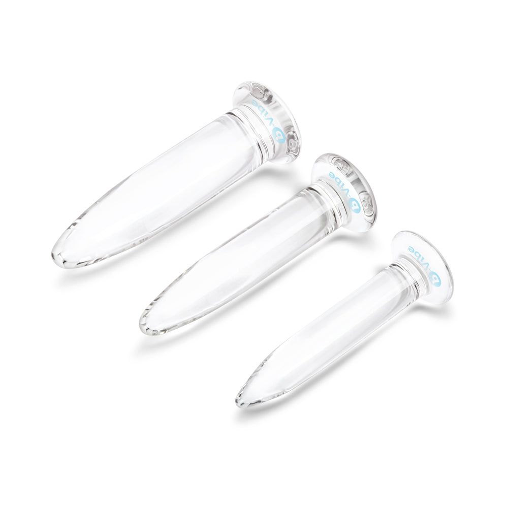 b-Vibe Essentials 3-Piece Long Glass Anal Training Dilator Set