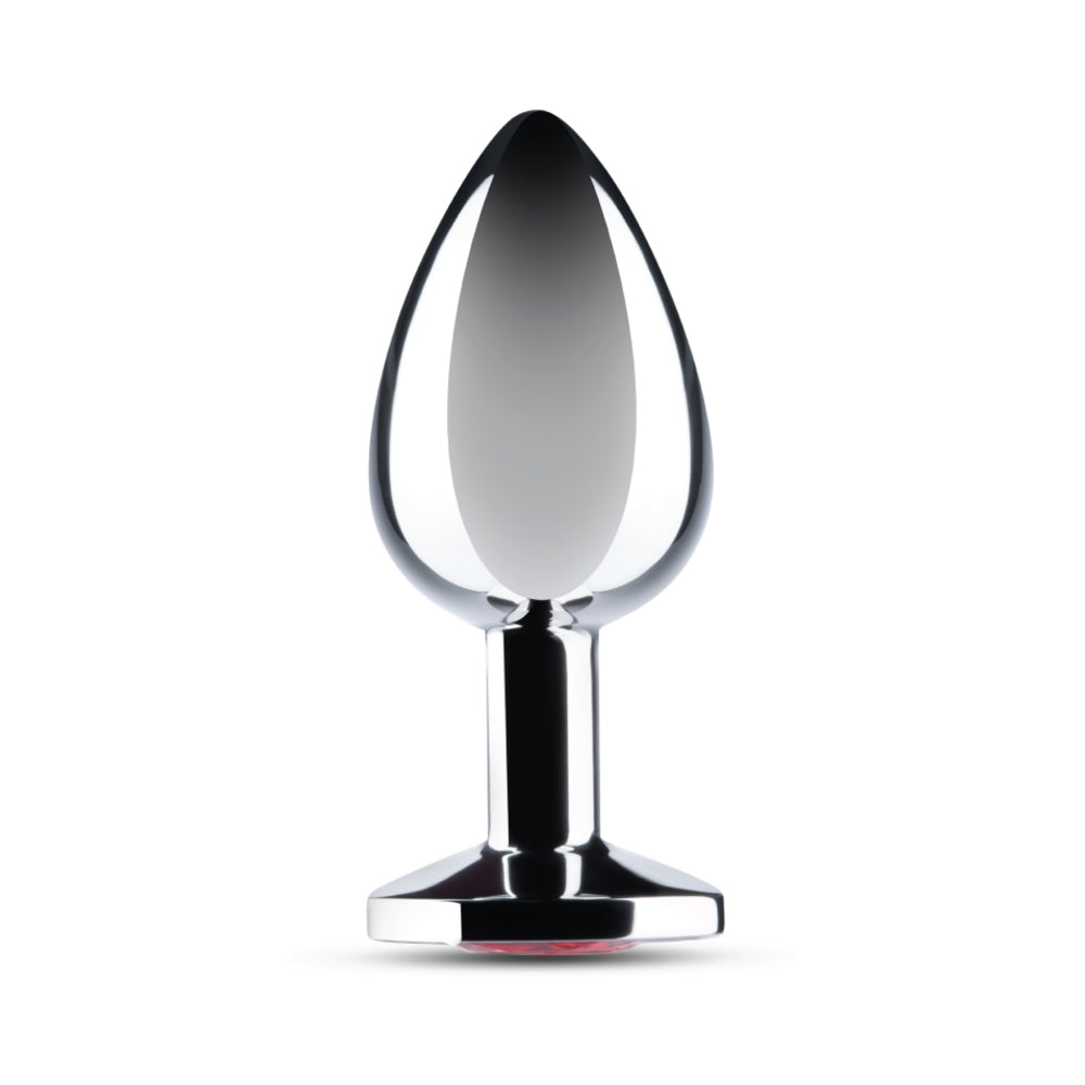 b-Vibe Essentials 3.25 in. Stainless Steel Jewel Butt Plug Red