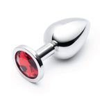 b-Vibe Essentials 3.25 in. Stainless Steel Jewel Butt Plug Red