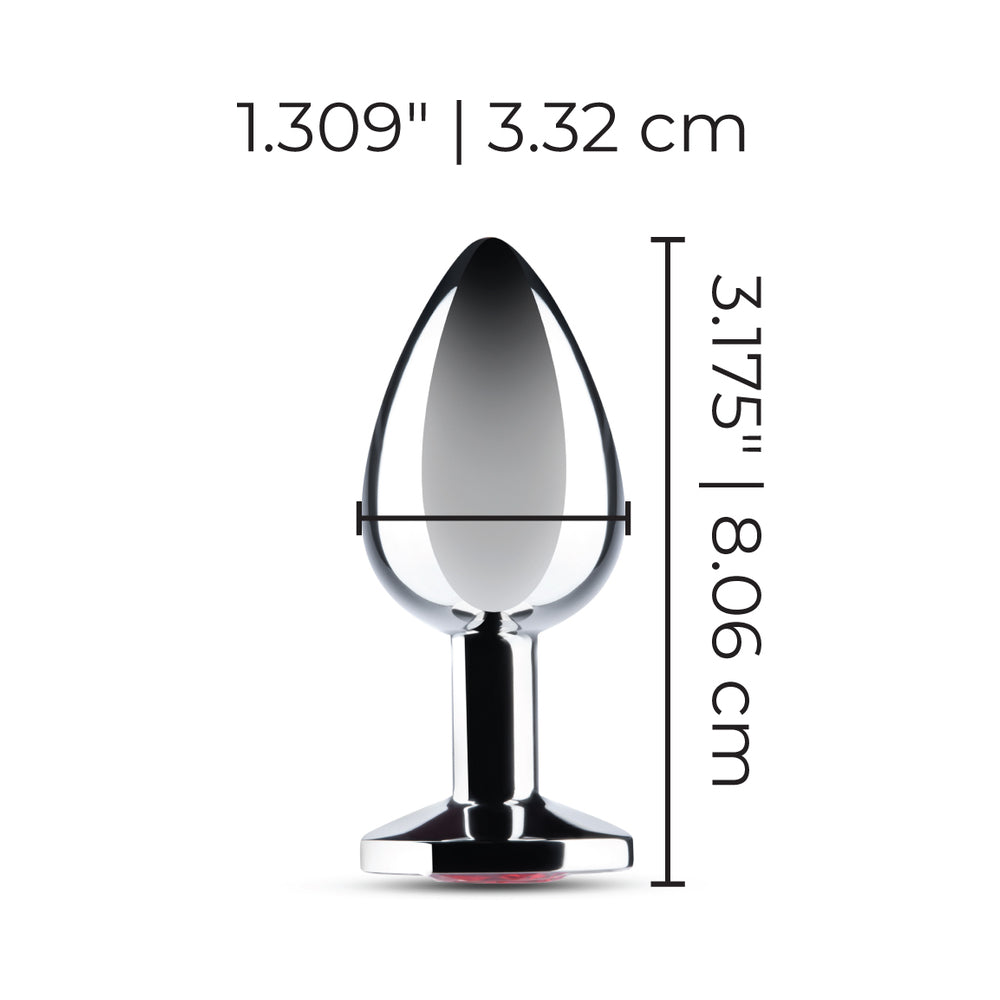 b-Vibe Essentials 3.25 in. Stainless Steel Jewel Butt Plug Red