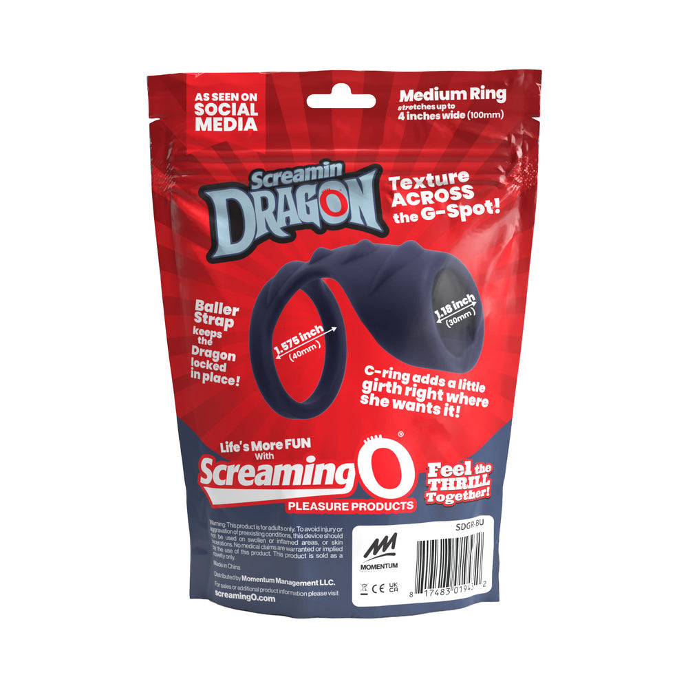 Screamin'' Dragon Storm Dragon G-Spot Texture Ring Blue