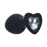 Ouch! Medium Heart Diamond Butt Plug 6 Jewels Black