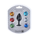 Ouch! Medium Round Diamond Butt Plug 6 Jewels Black