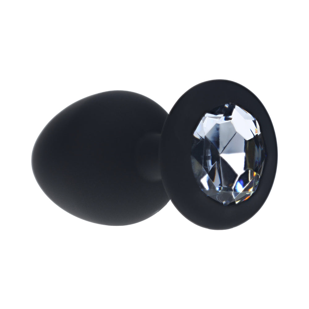 Ouch! Large Round Diamond Butt Plug 6 Jewels Black
