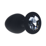 Ouch! Large Round Diamond Butt Plug 6 Jewels Black