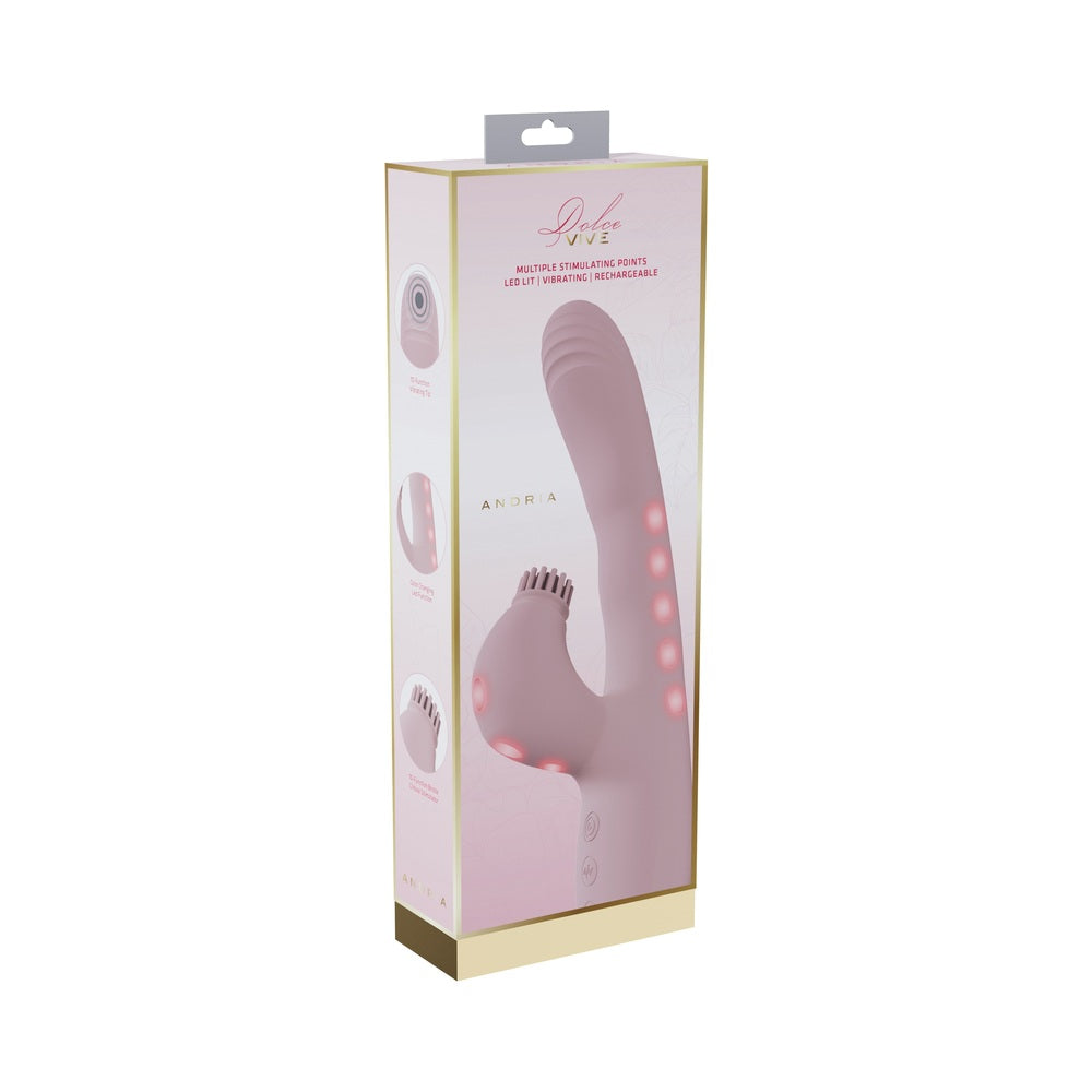 VIVE Andria LED G-Spot Vibrating and Tap Clit Stimulator Pink