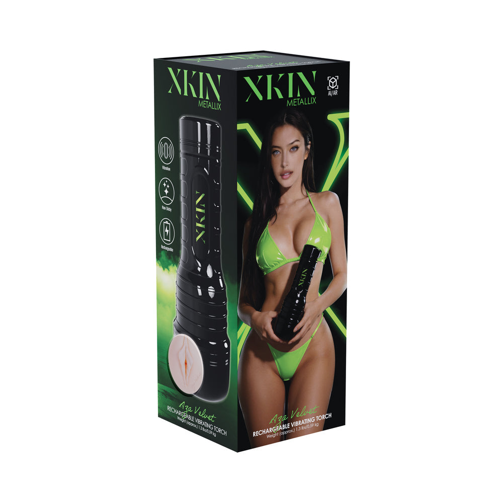 XKIN Aza Velvet Vagina Torch Vibrating Masturbator Black