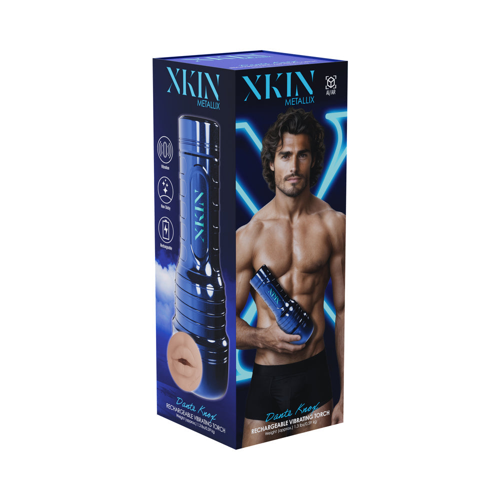 XKIN Dante Knox Mouth Torch Vibrating Masturbator Metallic Blue