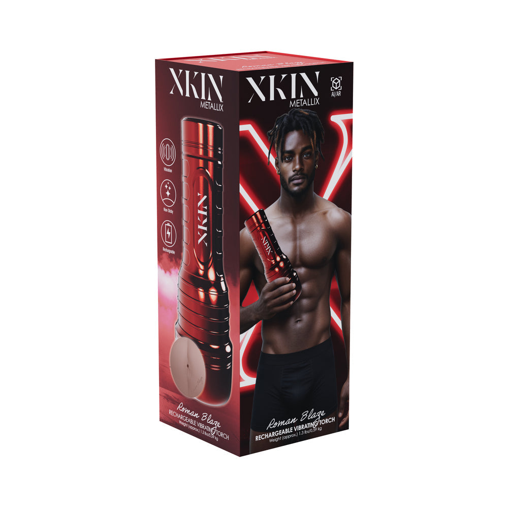 XKIN Roman Blaze Ass Torch Vibrating Masturbator Metallic Red