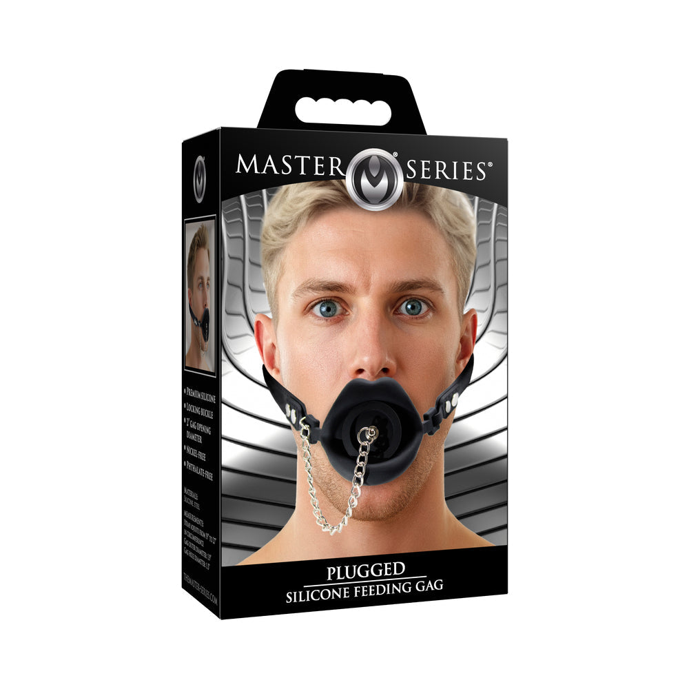 Master Series Plugged Silicone Feeding Gag Black