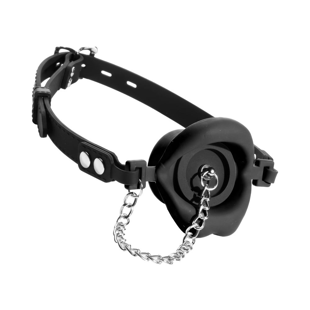 Master Series Plugged Silicone Feeding Gag Black