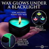 Master Series UV Blacklight Reactive Heart Drip Candle 3-Piece Set