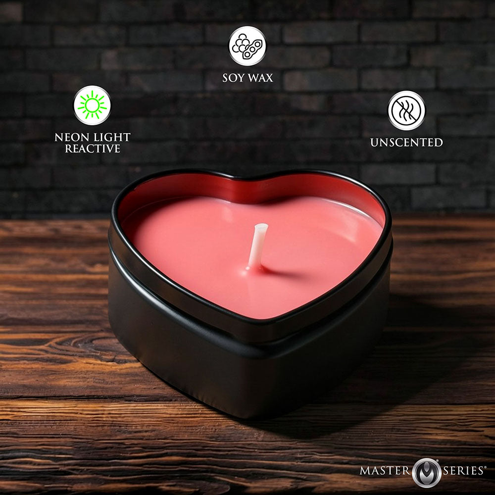 Master Series UV Blacklight Reactive Heart Drip Candle 3-Piece Set