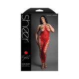 Fantasy Lingerie Sheer Crystal Club Slow Burn Footless Open Crotch Halter Bodystocking Queen Size