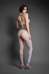 Fantasy Lingerie Sheer Crystal Club Pull Me Closer Halter Top and Footless Open Crotch Stockings O/S