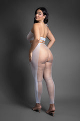 Fantasy Lingerie Sheer Crystal Club Pull Me Closer Halter Top and Footless Open Crotch Stockings Queen Size