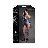 Fantasy Lingerie Sheer Crystal Club After Midnight Off-The-Shoulder Long Sleeve Bodystocking O/S
