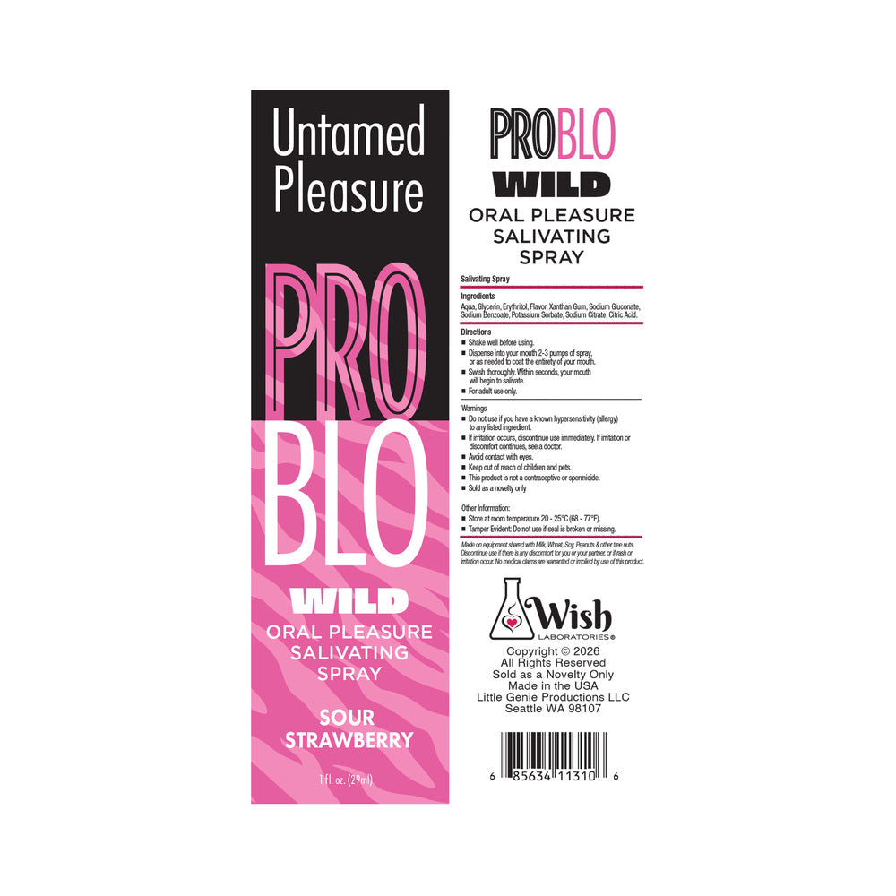 ProBlo Wild Mouthwatering Salivating Spray Sour Strawberry 1 oz.