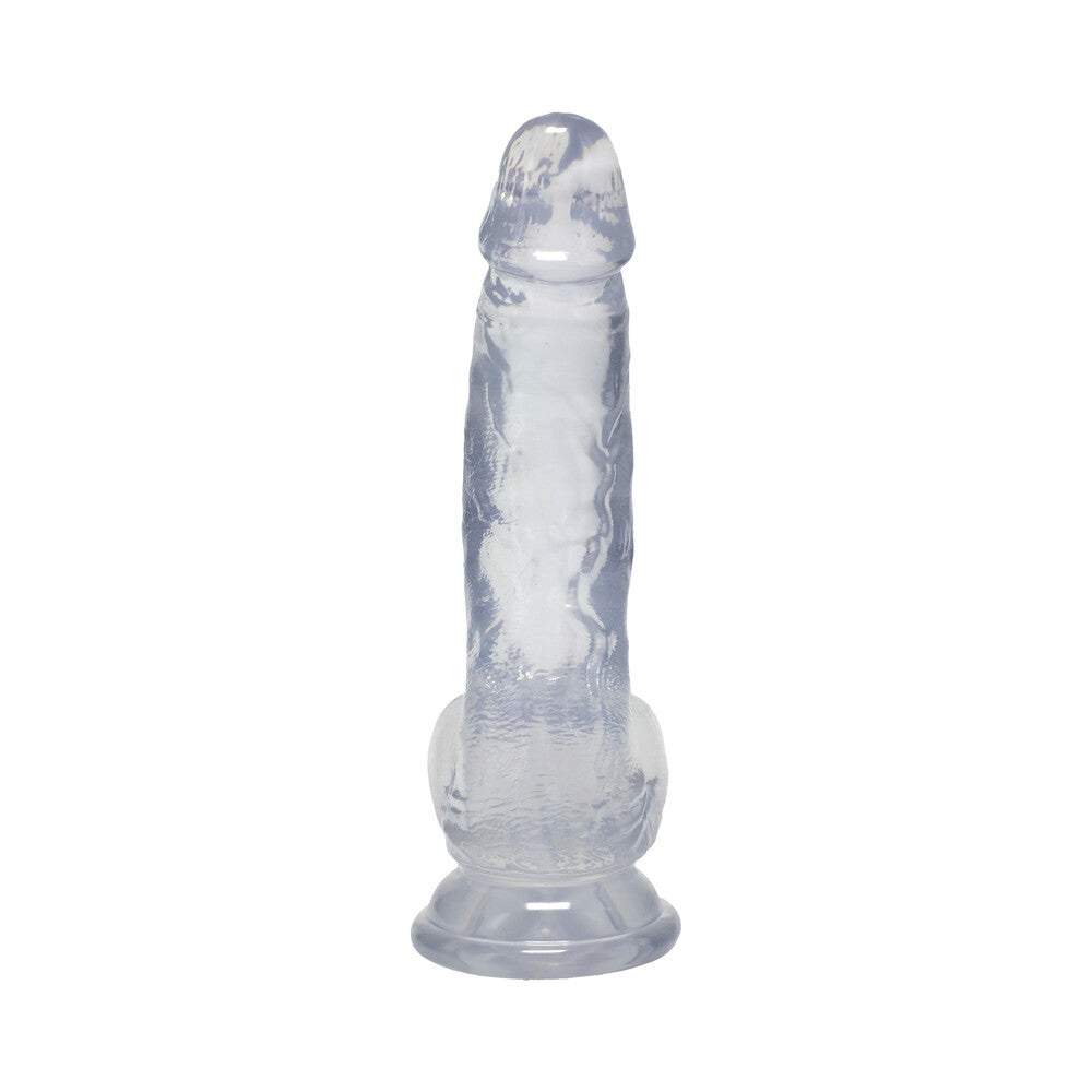Crystal Jellies Curved Realistic Cock with Balls 7 in. Clear
