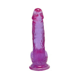 Crystal Jellies Curved Realistic Cock with Balls 7 in. Purple