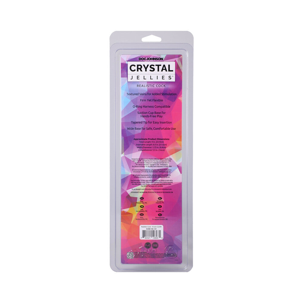 Crystal Jellies Realistic Cock 9 in. Clear