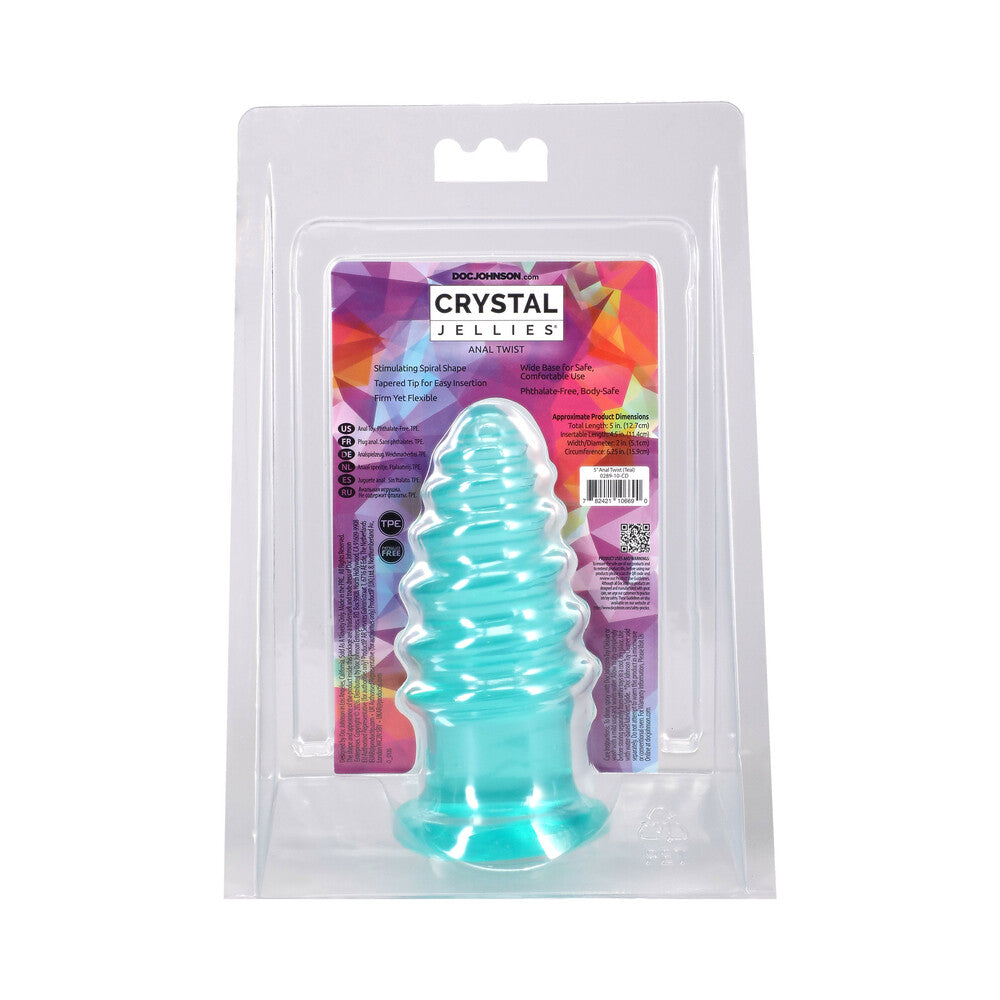 Crystal Jellies Anal Twist 5 in. Teal