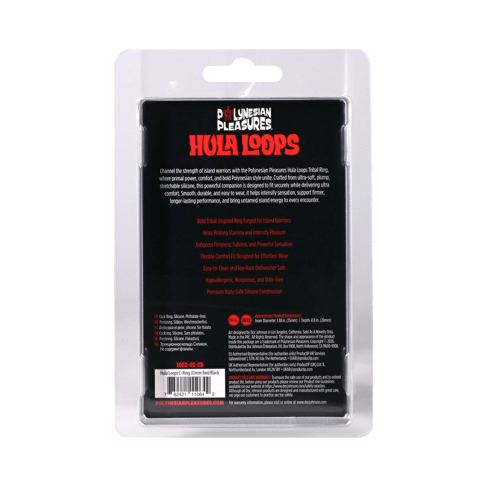 Polynesian Pleasures Hula Loops Silicone Tribal C-Ring 35mm Red/Black