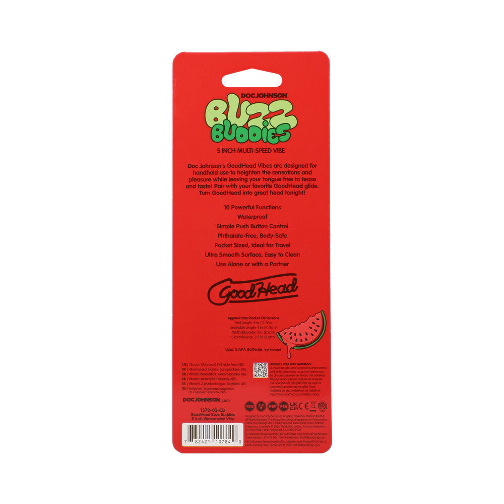 GoodHead Buzz Buddies 5 in. Muti-Speed Vibe Watermelon