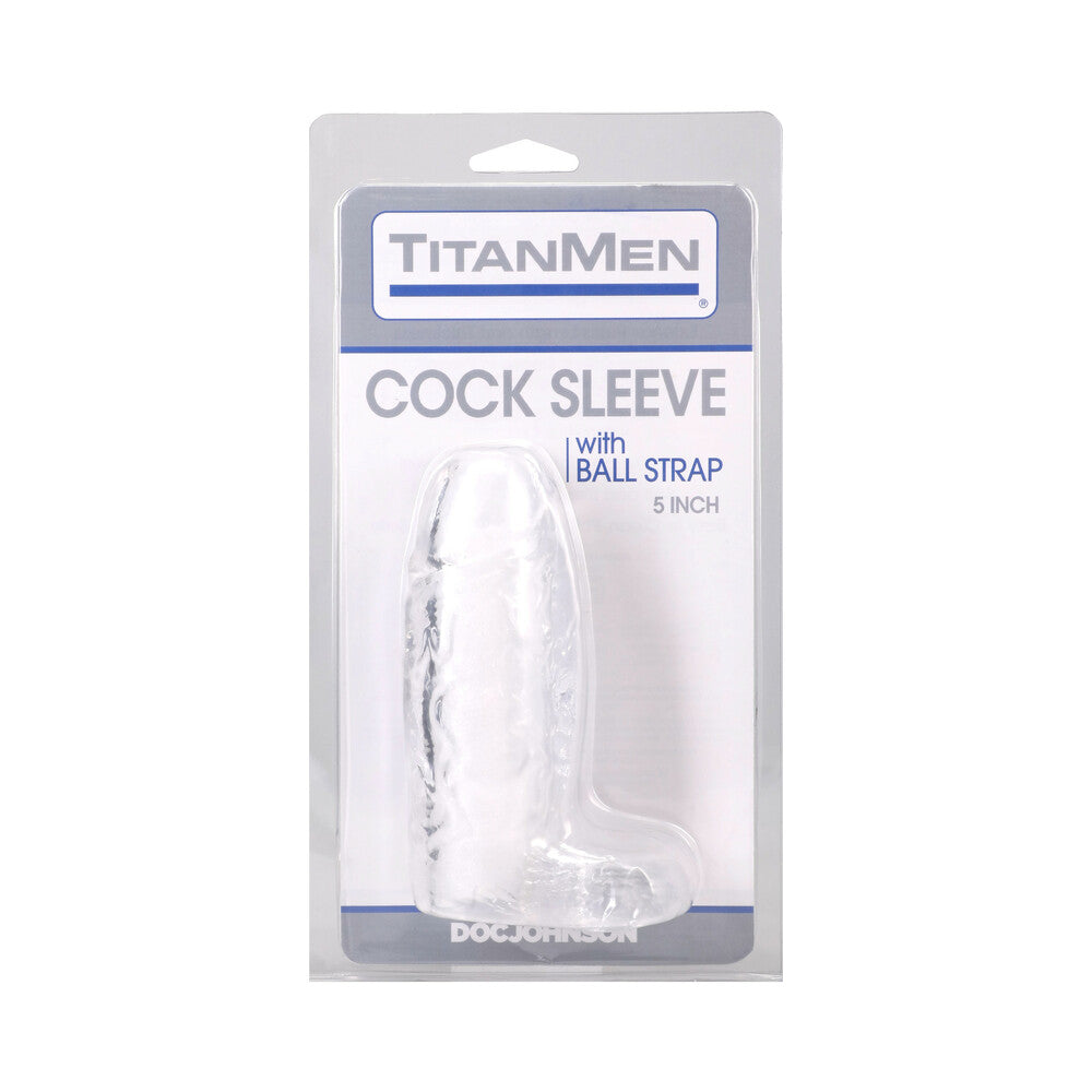 TitanMen Cock Sleeve with Ball Strap 5 in. Clear