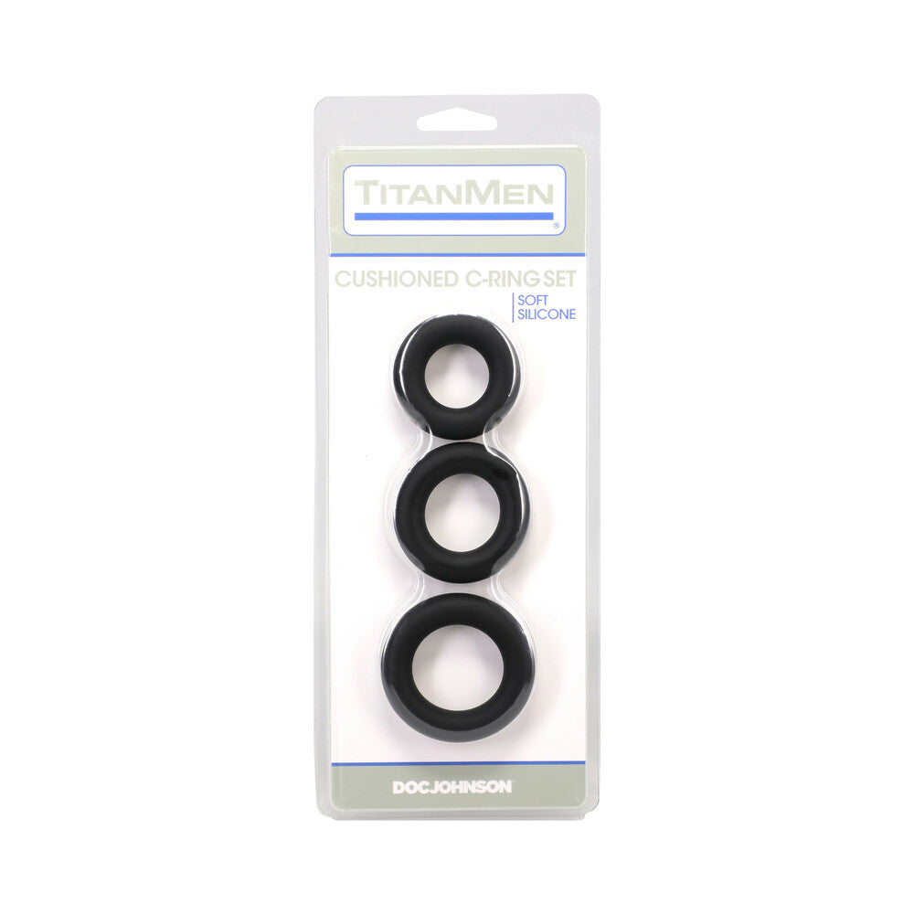 TitanMen Cushioned C-Ring 3 Piece Silicone Set Black