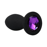 Booty Bling Jeweled Wearable Vibrating Silicone Plug 3 in. Purple